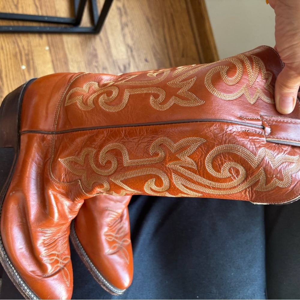 MENS JUSTIN 1484 BROWN LEATHER COWBOY WESTERN BOOTS SZ 8.5 Made in USA